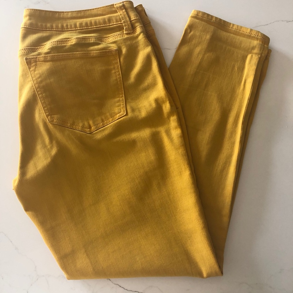 JCP mustard skinny ankle jeans